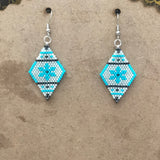 Snowflake White And Light Blue Dangle Earrings Winter Jewelry