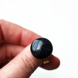 Blue Goldstone Ring With Adjustable Gold Plated Band