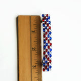 Shiny Patriotic French Barrette In Red, Silver, Blue For Long Hair