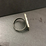 Creamy Jasper Color Square Adjustable Antiqued Bronze Color Ring
