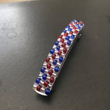 Shiny Patriotic French Barrette In Red, Silver, Blue For Long Hair