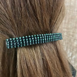 Large Pink Lined Green French Barrette, 90mm