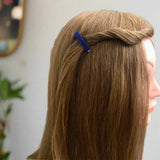 Transparent Cobalt Blue Mini French Style Barrettes, 40mm, Set of Two