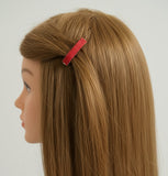 Mini French Style Barrettes, 40mm, Ruby Red Color, Set of Two