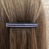 Black And Pink Striped French Barrette, Medium, 70mm
