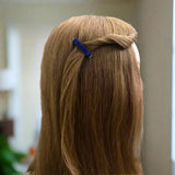 Transparent Cobalt Blue Mini French Style Barrettes, 40mm, Set of Two