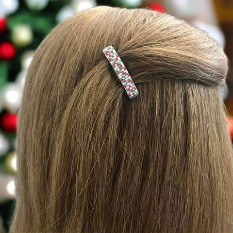 Christmas Mini French Barrettes, 40mm, Silver Color Accent