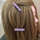 Patriotic Mini French Barrettes, 40mm, Silver Accent