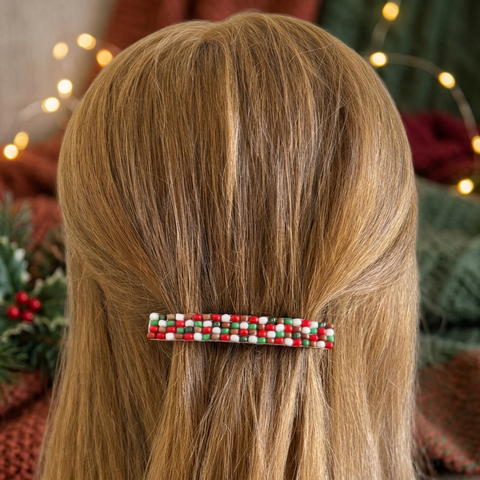 French Barrette 80mm, Christmas Themed