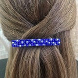Silver Lined Cobalt Blue Colored French Barrette, 80mm