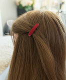 Mini French Style Barrettes, 40mm, Ruby Red Color, Set of Two
