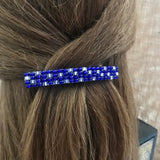 Silver Lined Cobalt Blue Colored French Barrette, 80mm
