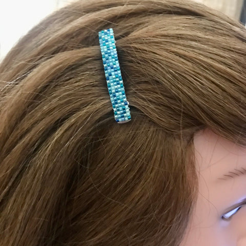 Blue Mix Small French Style Barrettes, 50mm, Ocean Blue Mix