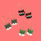 Cat Trio Dangle Earrings, Ninja, Cactus, and Gray Mini Kitschy Cats