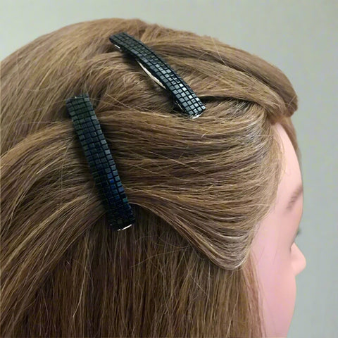 Shiny Black Color Small French Style Barrettes, 50mm