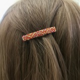 Shiny Red, Orange, And Silver Lined Yellow Small French Style Barrettes, 50mm