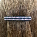Black And Pink Striped French Barrette, Medium, 70mm