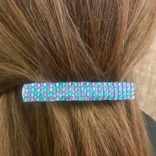 Blue, Purple, And Green Large French Barrette, 80mm
