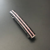 Black And Pink Striped French Barrette, Medium, 70mm