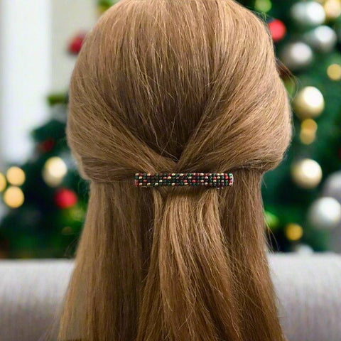 Christmas Mix French Barrette, Medium, 70mm