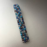 Blue White Mix Large French Barrette, 80mm, For Long Hair, Sturdy