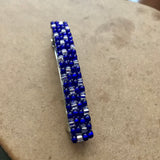 Silver Lined Cobalt Blue Colored French Barrette, 80mm