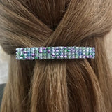 Green, Purple French Barrette, Large, 80mm, Sturdy For Long And Or Thick Hair