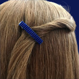Transparent Cobalt Blue Mini French Style Barrettes, 40mm, Set of Two