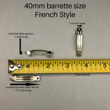 Matte Black Mini French Style Barrettes, 40mm, Set of Two
