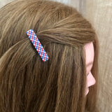Patriotic Mini French Barrettes, 40mm, Silver Accent