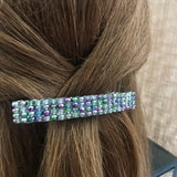 Green, Purple French Barrette, Large, 80mm, Sturdy For Long And Or Thick Hair