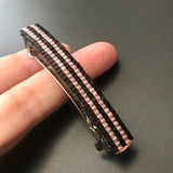 Black And Pink Striped French Barrette, Medium, 70mm