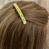 Multi Color Small French Barrettes, Yellow, Blue, Brown, 60mm
