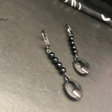 Winged Heart Black Statement Earrings With Lever Back Closure