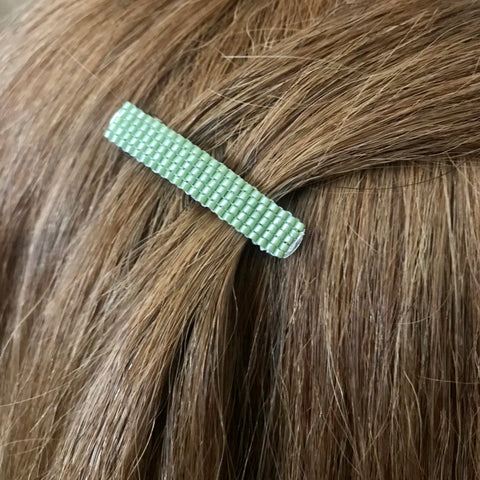 Cactus Green MINI French Style Barrettes, 40mm, Set of Two