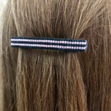 Black And Pink Striped French Barrette, Medium, 70mm