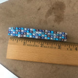 Blue White Mix Large French Barrette, 80mm, For Long Hair, Sturdy