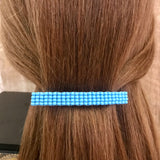 Large Blue Beaded French Barrette, 90mm