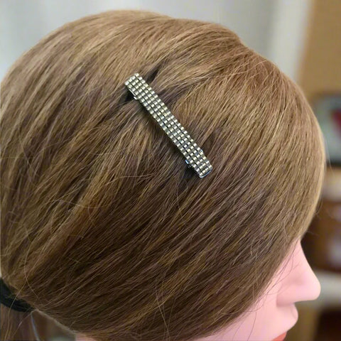 Gold Color Lined Crystal Color Small French Style Barrettes, 50mm