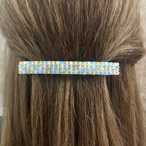 Yellow, Blue, And Clear Large French Barrette, 90mm