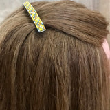 Multi Color Small French Barrettes, Yellow, Blue, Brown, 60mm