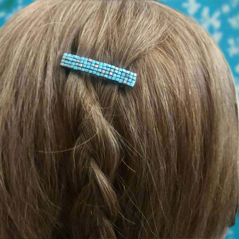 Turquoise With Copper Wash Color MINI French Style Barrettes, 40mm, Set of Two
