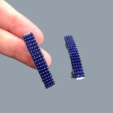 Transparent Cobalt Blue Mini French Style Barrettes, 40mm, Set of Two