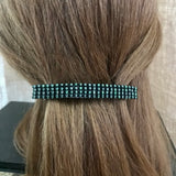 Large Pink Lined Green French Barrette, 90mm