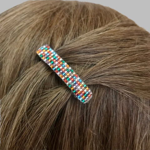 Metallic Rainbow MINI French Style Barrettes, 40mm, Set of Two