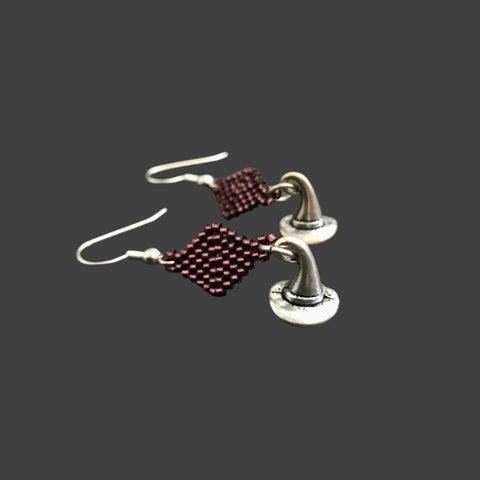 Witch Hat Charm Dangle Earrings, Halloween Jewelry