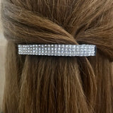 Crystal Silver Color Large French Barrette, 90mm