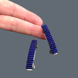 Transparent Cobalt Blue Mini French Style Barrettes, 40mm, Set of Two