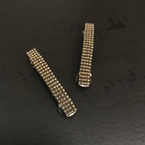 Gold Color Lined Crystal Color Small French Style Barrettes, 50mm