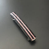 Black And Pink Striped French Barrette, Medium, 70mm